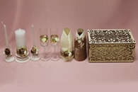 Набор коричневый-айвори (сундучок, одежка, свечи, бокалы) арт. 053-316