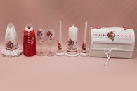 Набор красно-белый (сундучок, одежка, свечи, бокалы) арт. 053-319