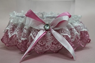 Подвязка для невесты кружевная розово-белая арт.019-245