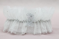 Подвязка для невесты с фатином и кружевом белая в коробочке арт.019-257