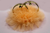 Свадебные кольца на машину с персиковым фатином, 50х50см, арт.122-006
