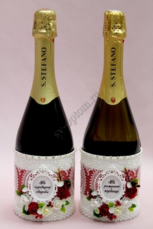 Тубы на шампанское красные с цветами арт.047-269