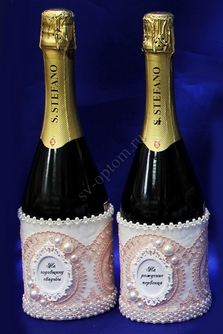 Тубы на шампанское пудровые с рамкой и надписями арт.047-274