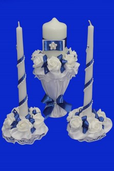 Набор из трех свечей бело-синий арт. 062-184