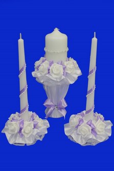 Набор из трех свечей бело-сиреневый арт.062-186