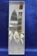 Нож и лопатка с двойным бело-айвори бантом Арт.050-018