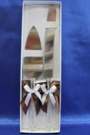Нож и лопатка с двойным бело-коричневым бантом Арт.050-021