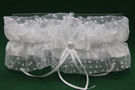 Подвязка для невесты в горошек белая в коробочке арт. 019-287