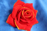 Роза красная бархатная с золотом (головка) Мин. заказ от 10шт! арт. 137-020