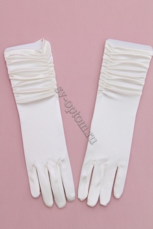 Свадебные перчатки для невесты с пальцами айвори,белые длина 30см,арт. 025-029