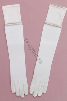 Свадебные перчатки для невесты с пальцами айвори,белые длина 48см,арт. 025-030