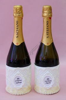 Тубы на шампанское с кружевом айвори арт.047-280