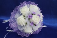 Букет дублер для невесты латексный с белыми и фиолетовыми розами арт. 020-281