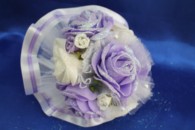 Букет дублер для невесты латексный с фиолетовыми и белыми розами арт. 020-284