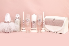 Свадебный набор аксессуаров ручной работы на стол розовый блестящий, см. Подробнее арт.053-341
