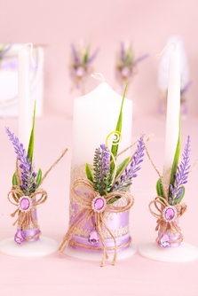 Свадебные свечи для семейного очага рустик сиреневые арт.062-360