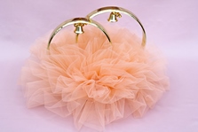 Свадебные кольца на машину с персиковым фатином, 50х50см, арт.122-014