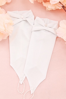 Свадебные перчатки белые, длина 19см,арт. 023-513
