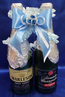 Лента для шампанского (восьмерка) голубая арт.0573-040