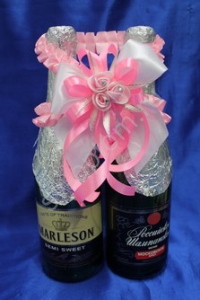 Лента для шампанского (восьмерка) ярко-розовая арт.0573-088