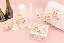 Свадебный набор аксессуаров ручной работы на стол в розовых тонах, см. Подробнее арт.053-373