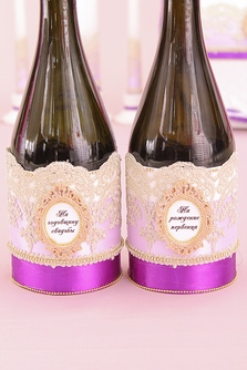 Украшение на шампанское (тубы) в фиолетово-сиреневых тонах арт.047-339