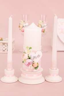 Свечи Семейный очаг в розовых тонах с надписью Love арт.062-011
