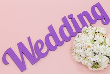 Слово из дерева Wedding, цвет фиолетовый, размер 61x13см, арт.0043-117