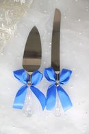 Нож и лопатка с одним синим бантом Арт 050-009