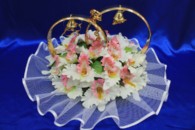 Свадебные кольца на машину с бело-розовыми орхидеями арт. 122-266