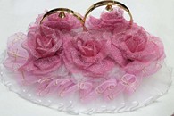 Свадебные кольца на машину с большими розовыми розами арт. 122-085