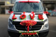 Свадебные украшения на машину, Love с красными цветами арт.119-052