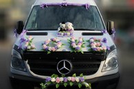 Свадебные украшения на машину, набор на присосках из латекса сиренево-розово-белый арт.119-055
