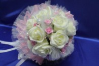 Букет дублер для невесты латексный с розами айвори и розовыми розами арт. 020-185