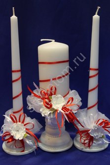 Набор из трех свечей красно-белый арт.062-136