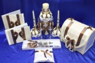 Свадебный набор коричневый (свечи, бокалы, свидетельство 19х26см) арт. 053-169