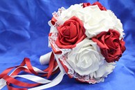 Букет дублер для невесты белые и красные розы арт. 020-141