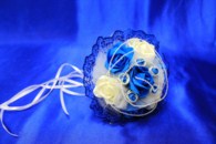 Букет дублер для невесты с синими и айвори латексными розами, арт. 020-267