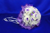 Букет дублер для невесты с бело-сиреневыми латексными розами арт. 020-251