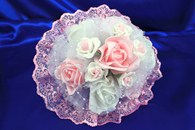 Букет дублер для невесты с белыми и розовыми латексными розами арт. 020-237