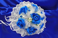 Букет дублер для невесты с синими латексными розами арт. 020-239