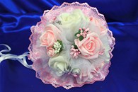 Букет дублер для невесты с розовыми и белыми латексными розами арт. 020-234