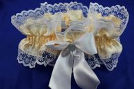 Подвязка для невесты атласно-кружевная айвори-белая арт.019-039