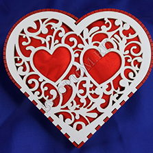 Сердце для колец бело-красное (Дерево) 16х17см. арт. 117-044