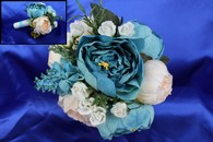Букет дублер для невесты с голубыми и персиковыми пионами арт. 020-015