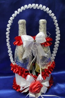 Корзинка для шампанского бело-красная арт. 048-116