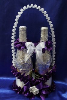 Корзинка для шампанского темно-фиолетово-белая арт. 048-121