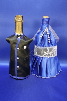 Одежда для шампанского синяя арт.047-034