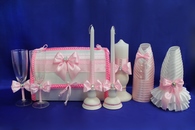 Свадебный набор розовый, семейный банк, украшение на бутылки, семейный очаг, свадебные бокалы арт. 053-062