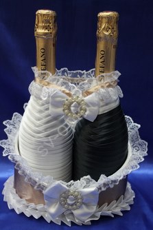 Корзинка для шампанского коричнево-белая арт. 048-127